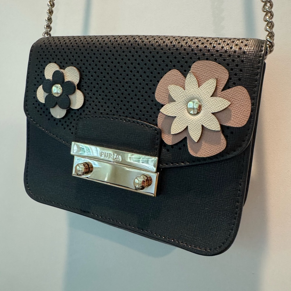 Furla Black Floral Accent mini Bag